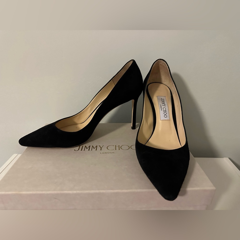 Jimmy Choo Romy 85 in Black Suede, Size 40.